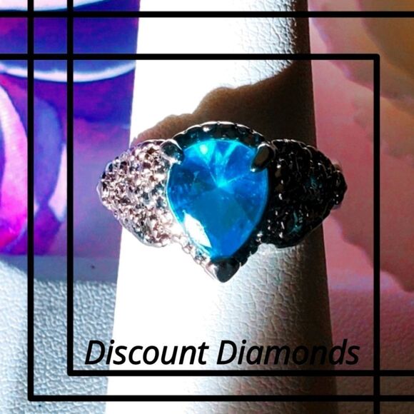 Pear Cut Sky Blue 7.32 Ct Topaz Coctail Ring on 925  Sterling Silver  Women's - Picture 1 of 5